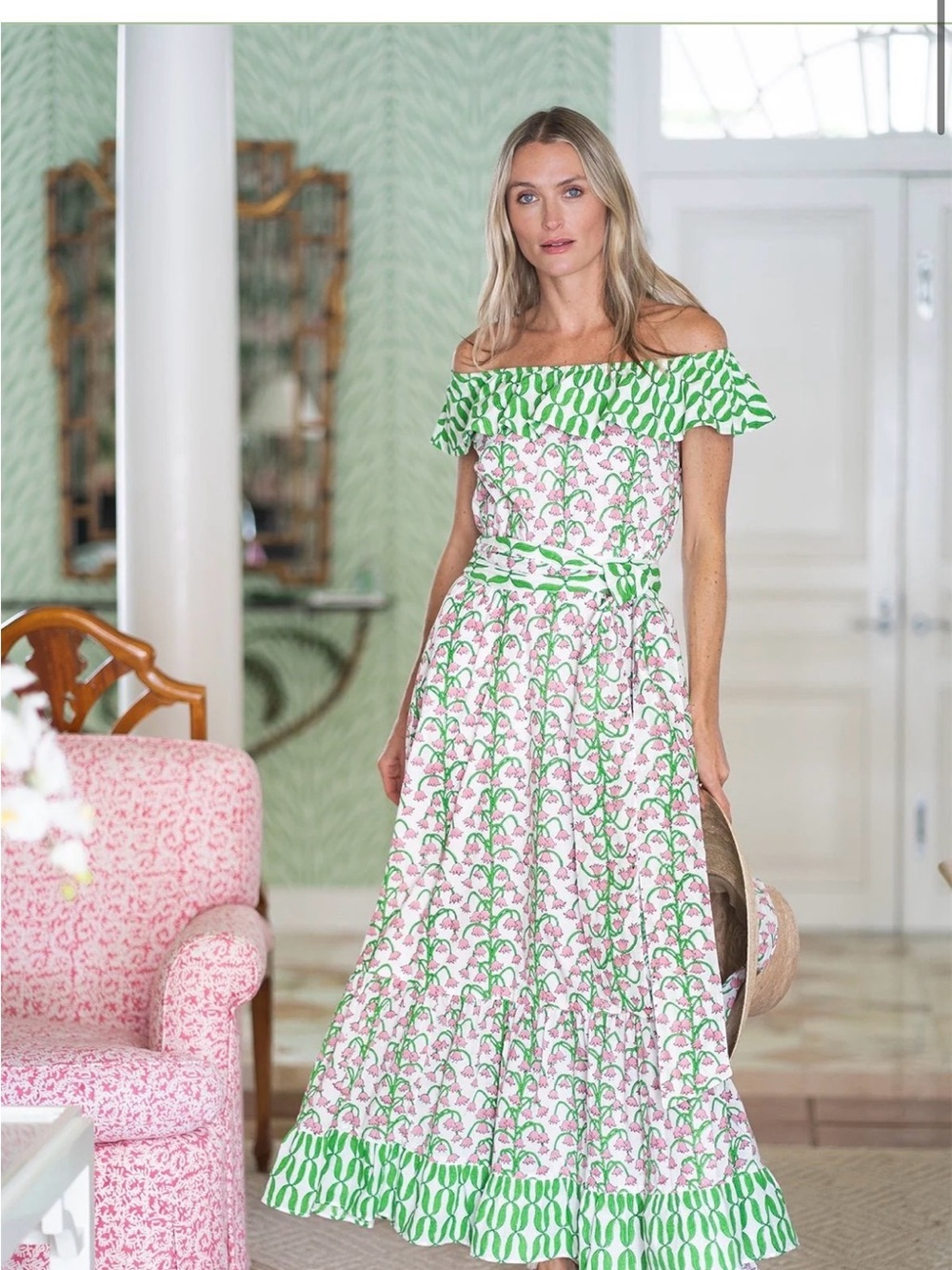 Sue sartor Marias sleeveless maxi dress guava Kelly green - Picture 7 of 10